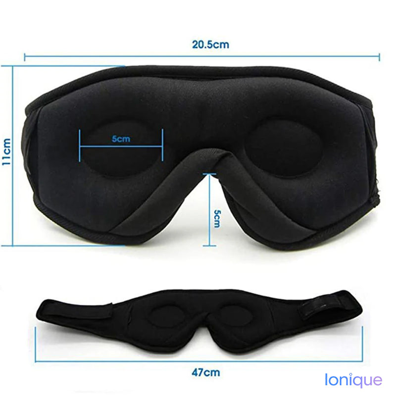 Máscara de Dormir 3D Ionique Bluetooth: Som Relaxante, Escuridão Total, Conforto Premium