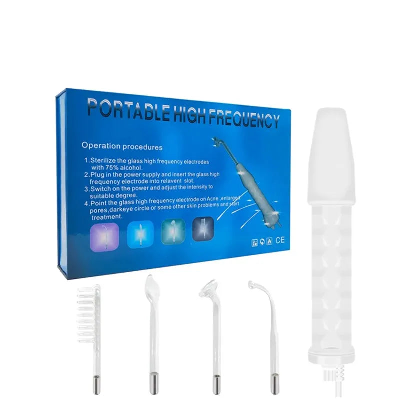 DermalGlow HF: Bastão de Alta Frequência com Eletrodos Neon Argônio Rosto & Cabelo